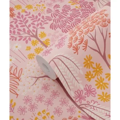 Estahome Behang Bomen En Bloemen Roze, Paars En Oranje - 50 X 900 Cm - 131188