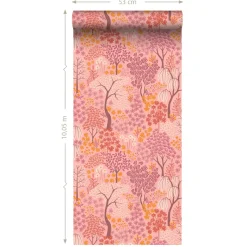 Estahome Behang Bomen En Bloemen Roze, Paars En Oranje - 50 X 900 Cm - 131188