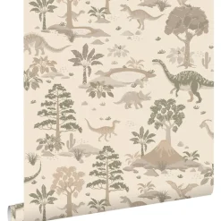 Estahome Behang Dinosaurussen Lichtbeige - 50 X 900 Cm - 132175