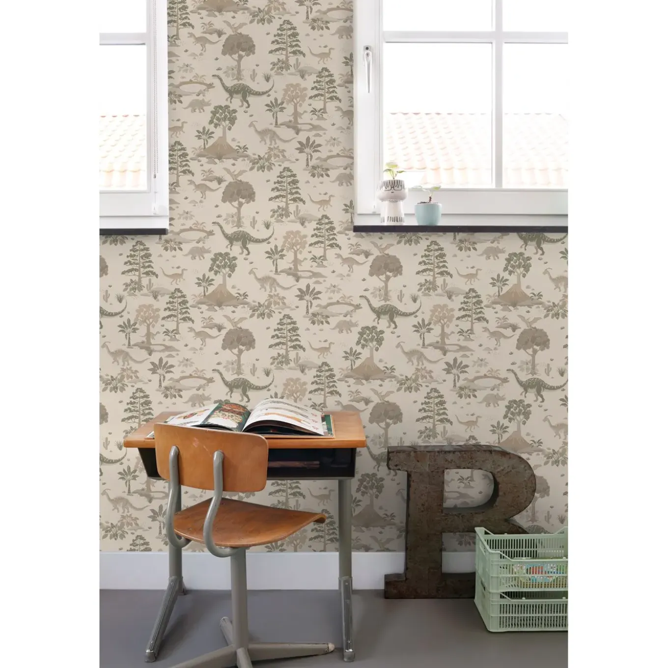 Estahome Behang Dinosaurussen Lichtbeige - 50 X 900 Cm - 132175