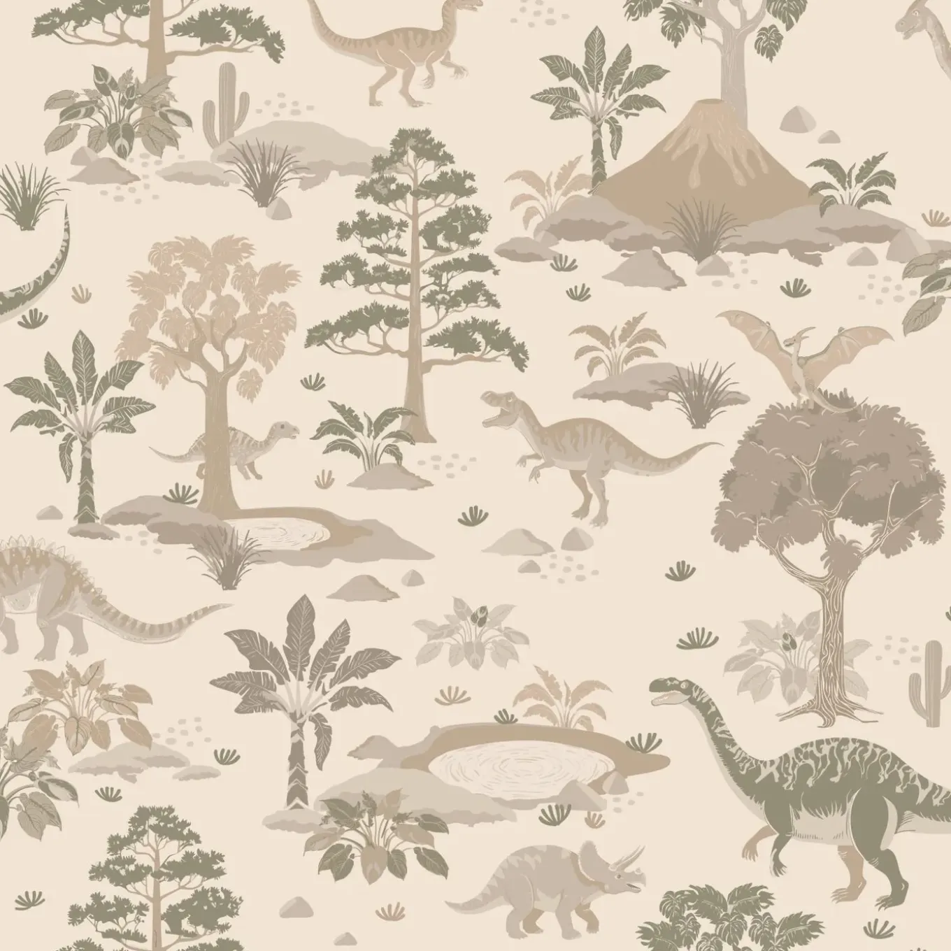 Estahome Behang Dinosaurussen Lichtbeige - 50 X 900 Cm - 132175