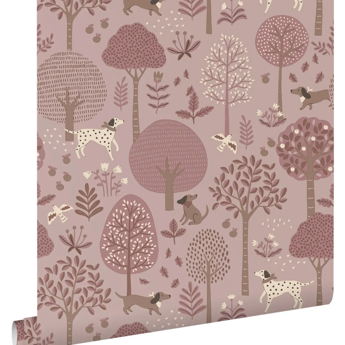 ESTAhome Behang Honden Lichtpaars En Bruin - 50 X 900 Cm - 132226