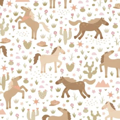 Estahome Behang Paarden Bruin, Groen En Roze - 50 X 900 Cm - 132193