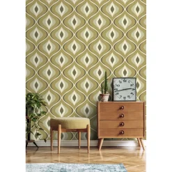 ESTAhome Behang Retro Ornamenten Vergrijsd Groen - 53 Cm X 10.05 M - 130987