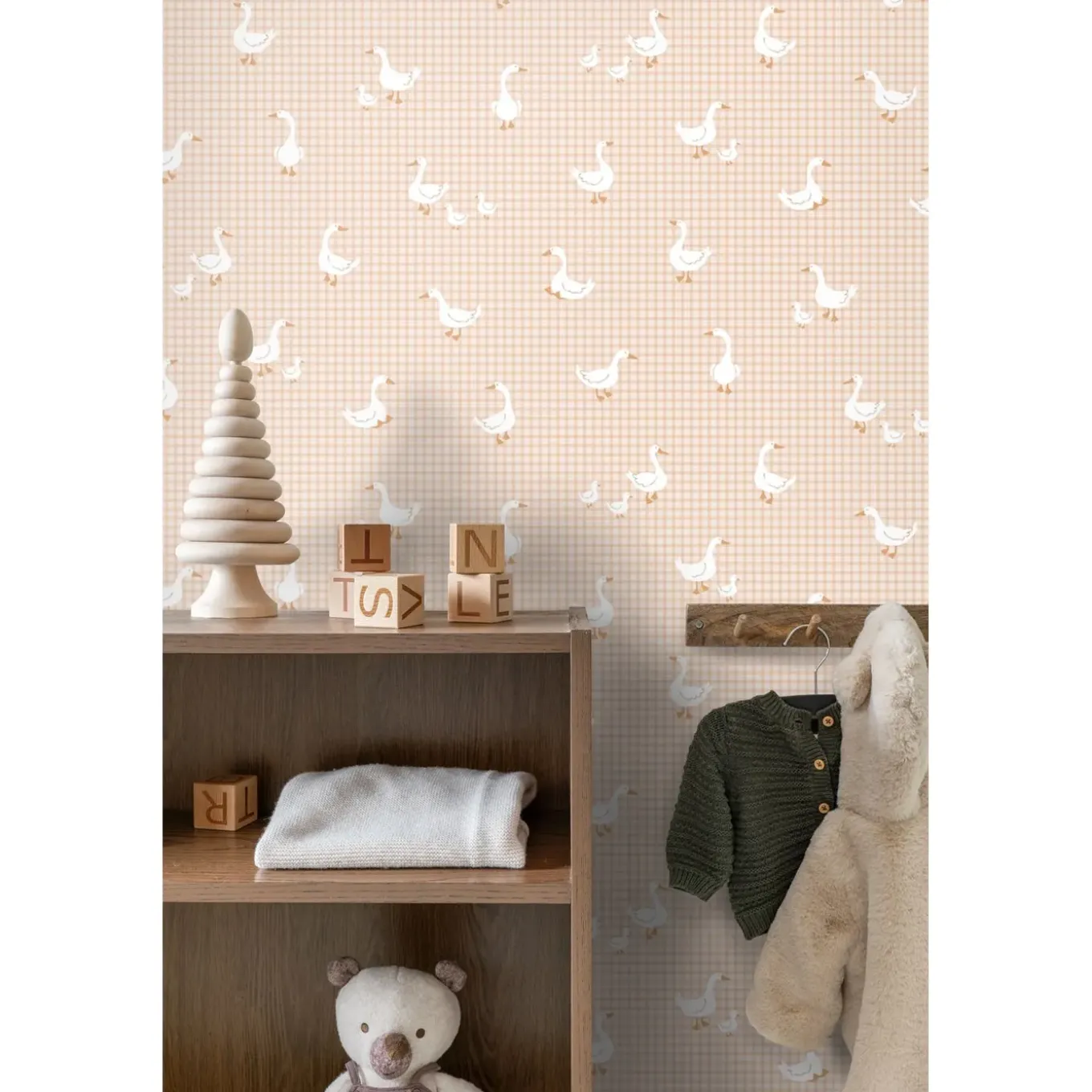 Estahome Behang Schattige Ganzen Beige - 50 X 900 Cm - 132184
