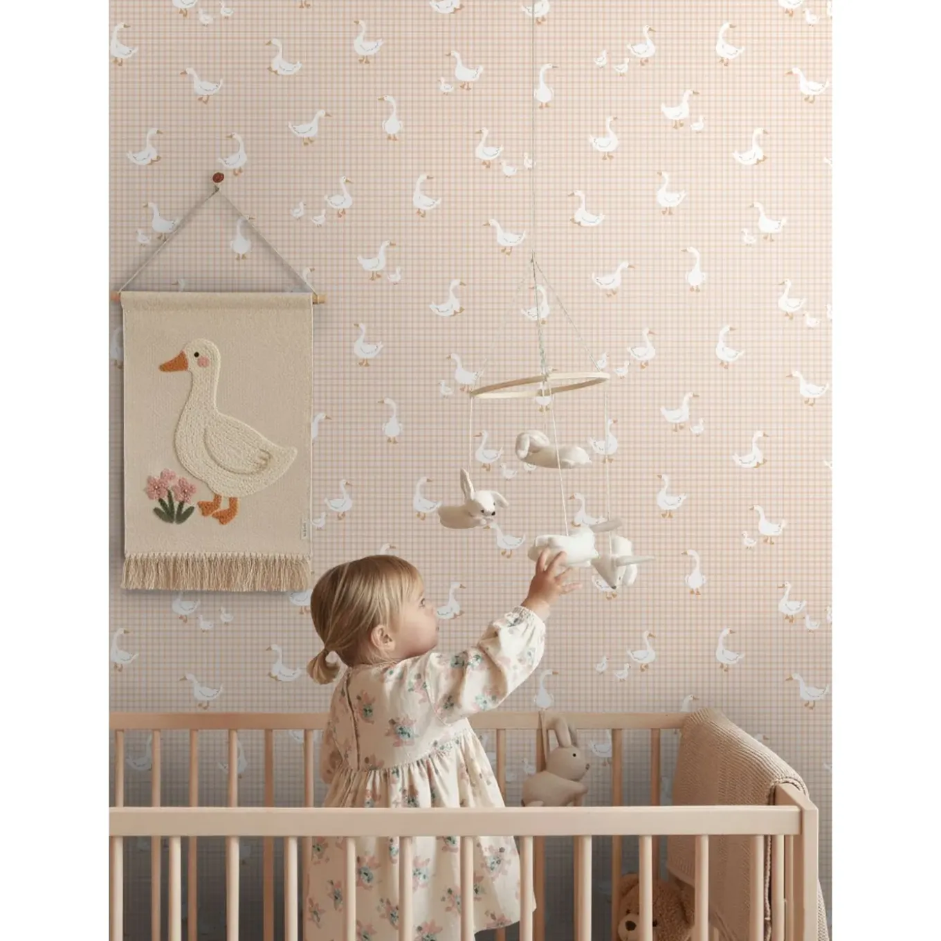 Estahome Behang Schattige Ganzen Beige - 50 X 900 Cm - 132184