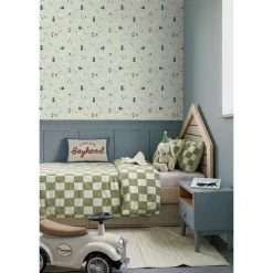 ESTAhome Behang Schattige Huisjes Groen En Blauw - 50 X 900 Cm - 132309