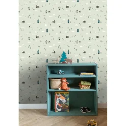 ESTAhome Behang Schattige Huisjes Groen En Blauw - 50 X 900 Cm - 132309