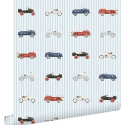 Estahome Behang Vintage Auto's Blauw En Rood - 50 X 900 Cm - 132296