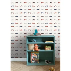 Estahome Behang Vintage Auto's Beige, Blauw En Rood - 50 X 900 Cm - 132297