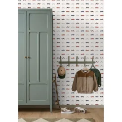 Estahome Behang Vintage Auto's Beige, Blauw En Rood - 50 X 900 Cm - 132297