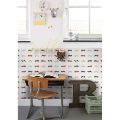 Estahome Behang Vintage Auto's Beige, Blauw En Rood - 50 X 900 Cm - 132297