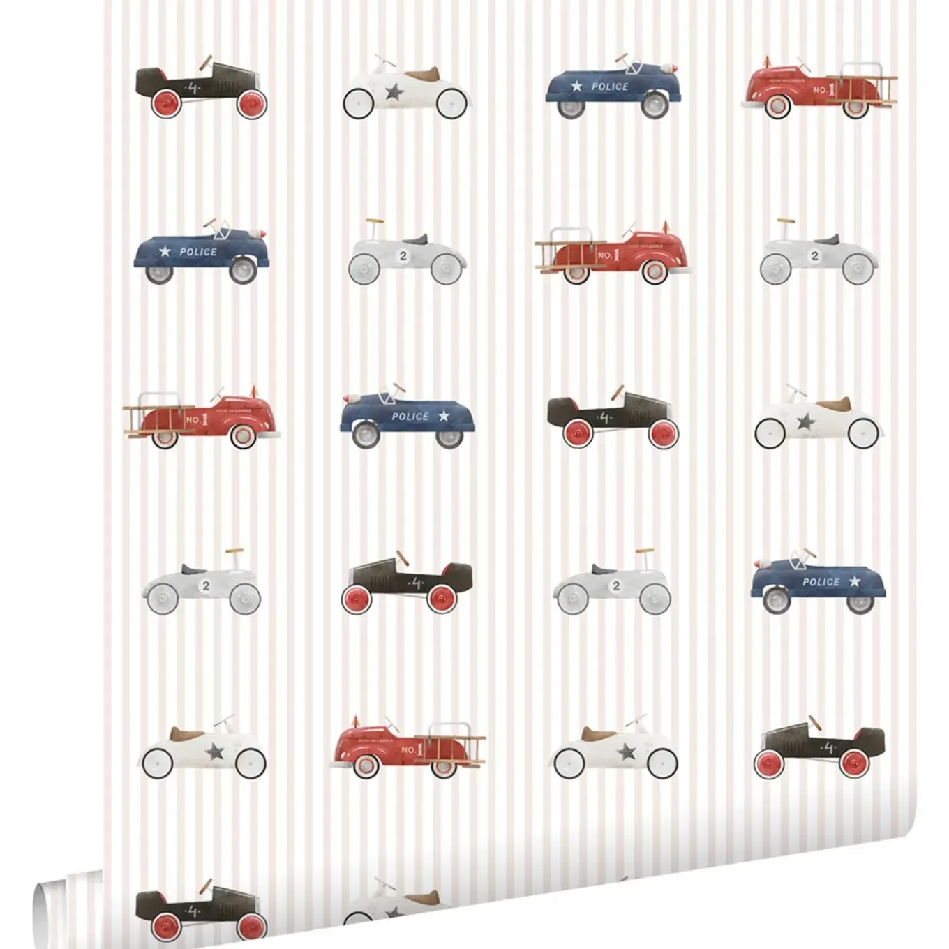 Estahome Behang Vintage Auto's Beige, Blauw En Rood - 50 X 900 Cm - 132297