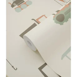 ESTAhome Behang Voertuigen Beige, Terracotta En Blauw - 50 X 900 Cm - 132244