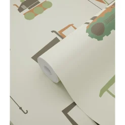 ESTAhome Behang Voertuigen Groen En Bruin - 50 X 900 Cm - 132243