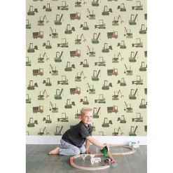 ESTAhome Behang Voertuigen Groen En Bruin - 50 X 900 Cm - 132243