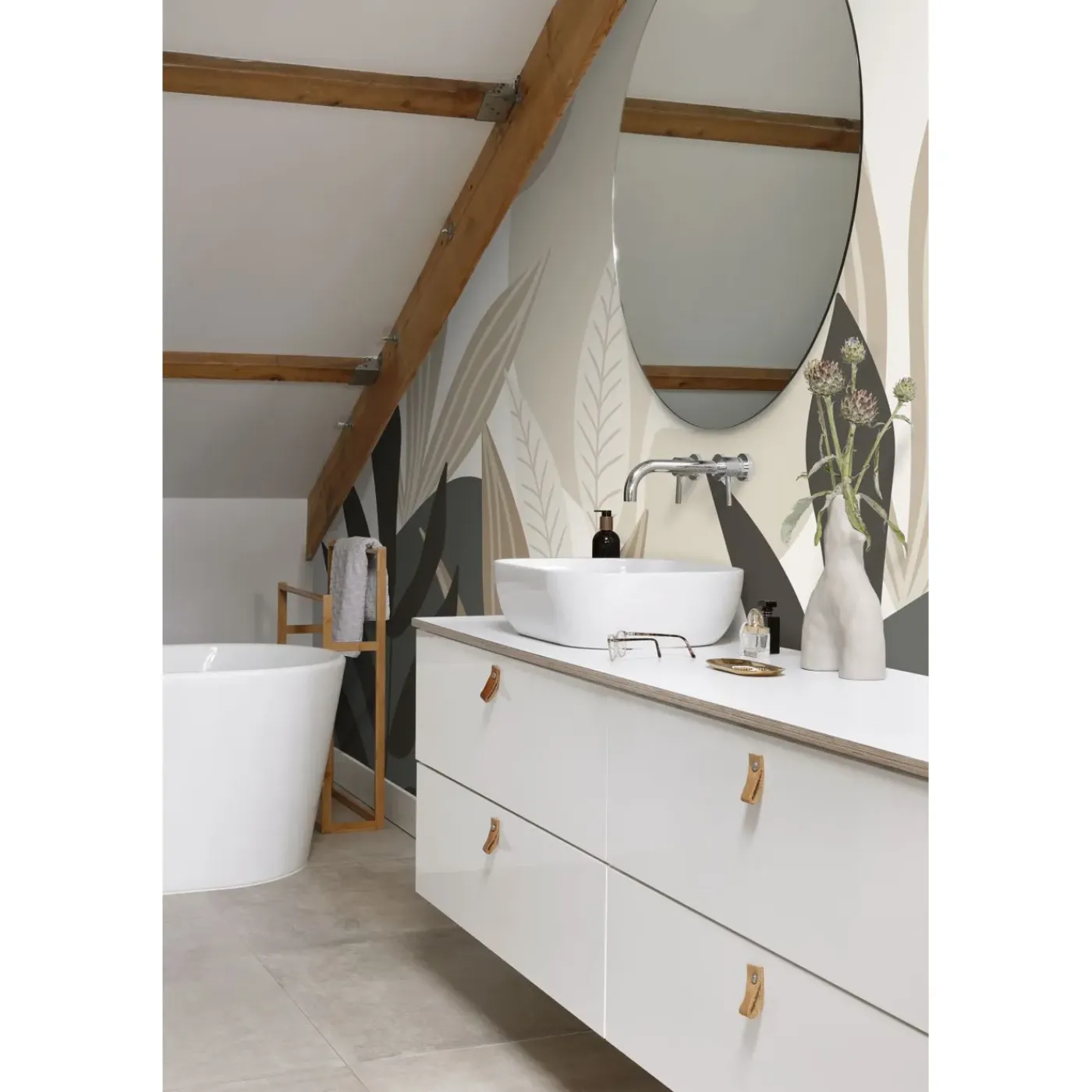ESTAhome Fotobehang Tropische Bladeren Beige En Grijs - 200 X 279 Cm - 159251
