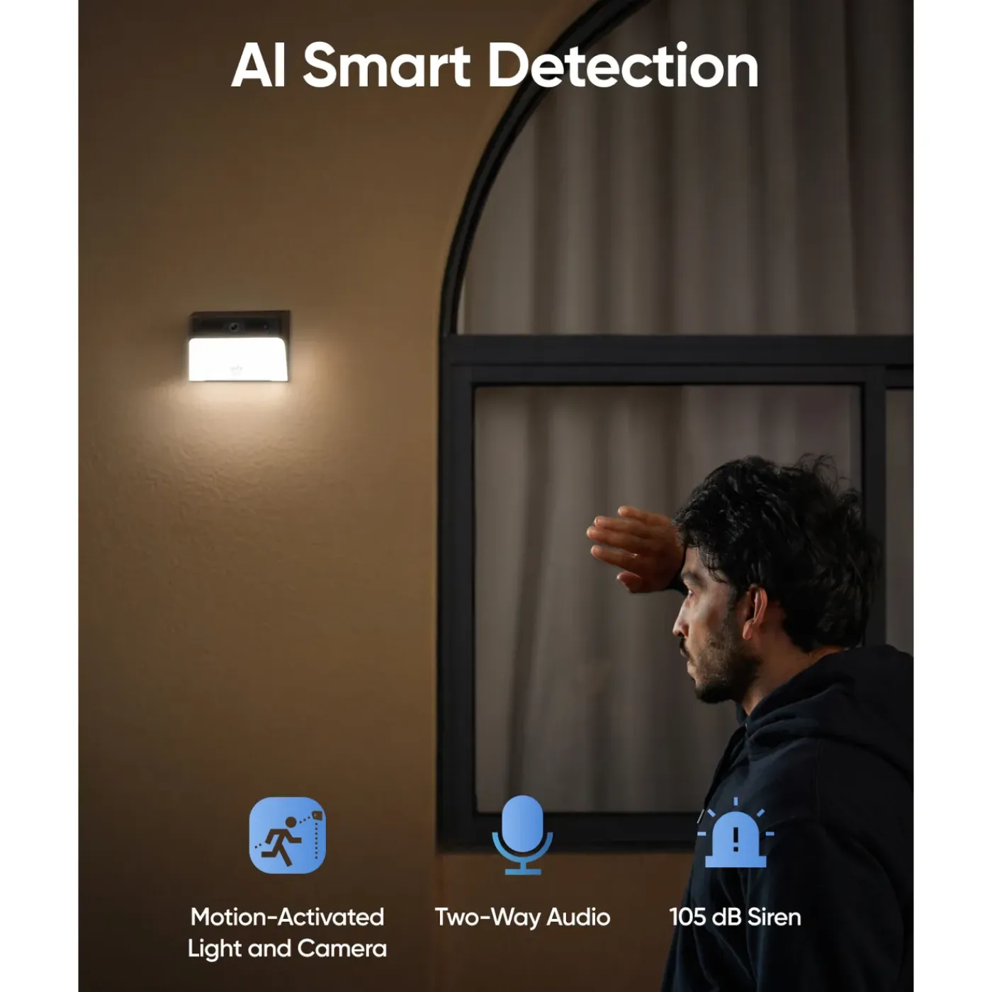 Eufy Solar Wall Light Cam S120 Beveiligingscamera voor Buiten - Op Batterij - 2K