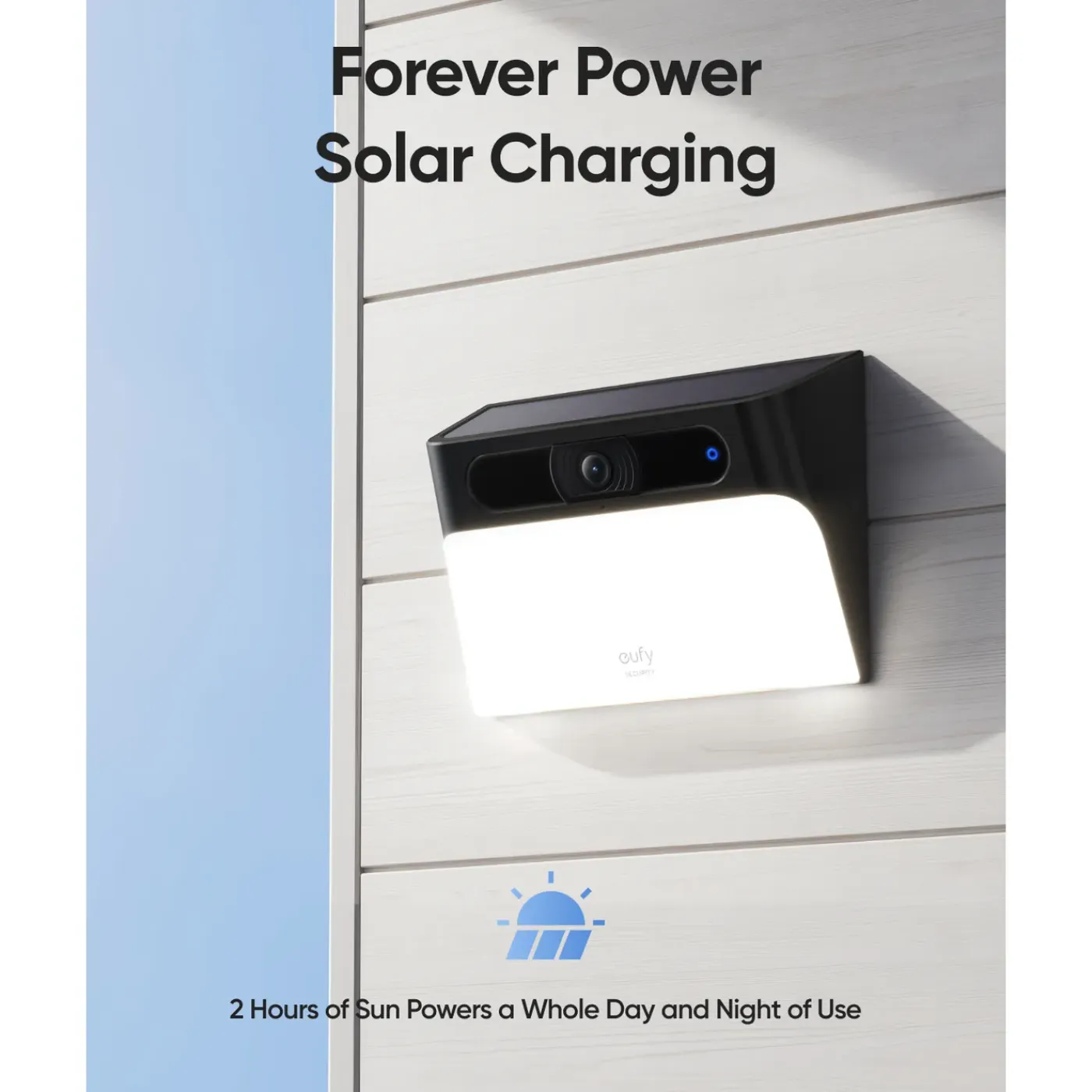 Eufy Solar Wall Light Cam S120 Beveiligingscamera voor Buiten - Op Batterij - 2K