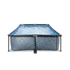 Exit Stone Frame Zwembad 300x200x65cm – Opzetzwembad – Met Filterpomp – Rechthoekig – Grijs