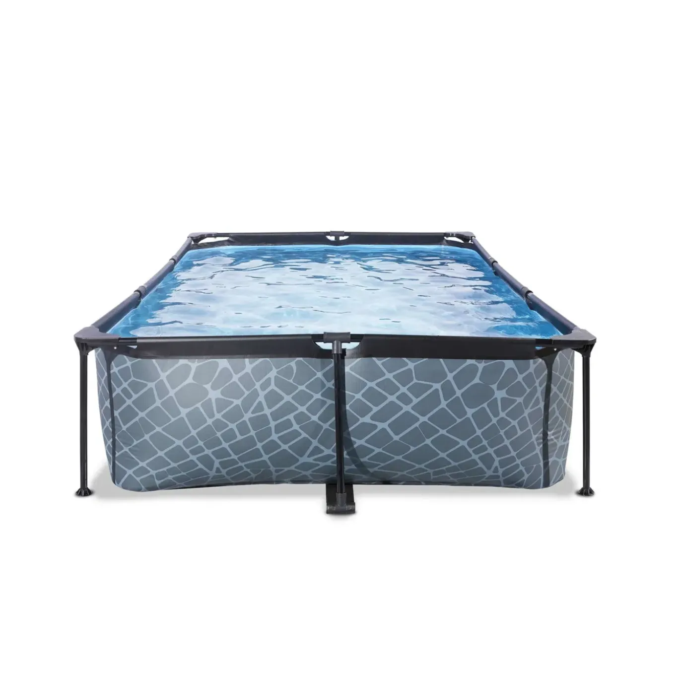 Exit Stone Frame Zwembad 300x200x65cm – Opzetzwembad – Met Filterpomp – Rechthoekig – Grijs