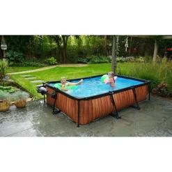 Exit Stone Frame Zwembad 300x200x65cm – Opzetzwembad – Met Filterpomp – Rechthoekig – Grijs
