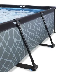 Exit Stone Frame Zwembad 300x200x65cm – Opzetzwembad – Met Filterpomp – Rechthoekig – Grijs