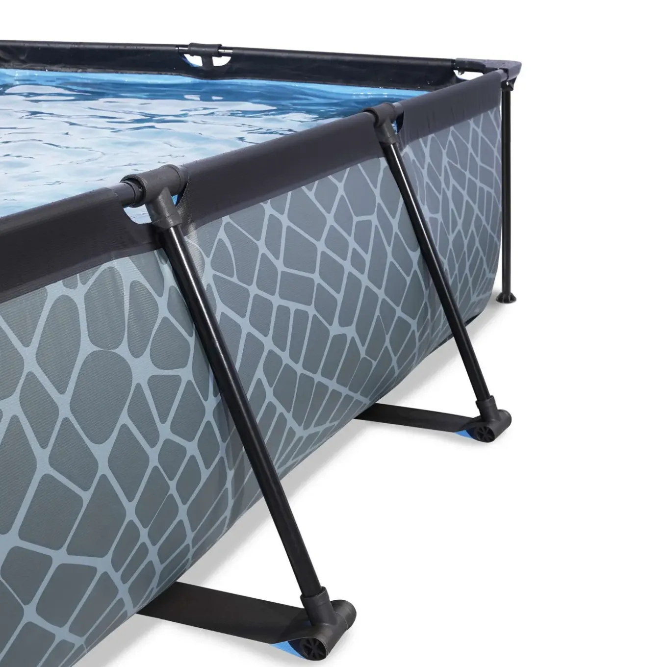 Exit Stone Frame Zwembad 300x200x65cm – Opzetzwembad – Met Filterpomp – Rechthoekig – Grijs