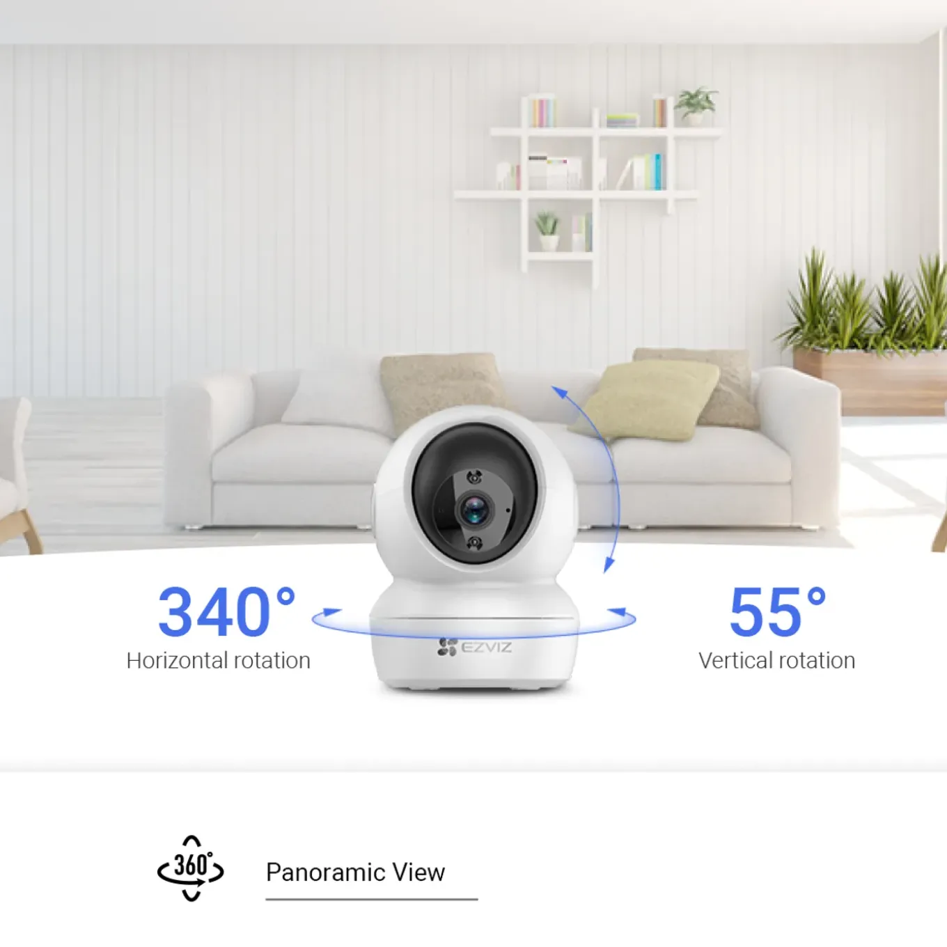 Ezviz beveiligingscamera voor binnen H6C FHD 360° IR-functie infraroodverlichting volgfunctie wit