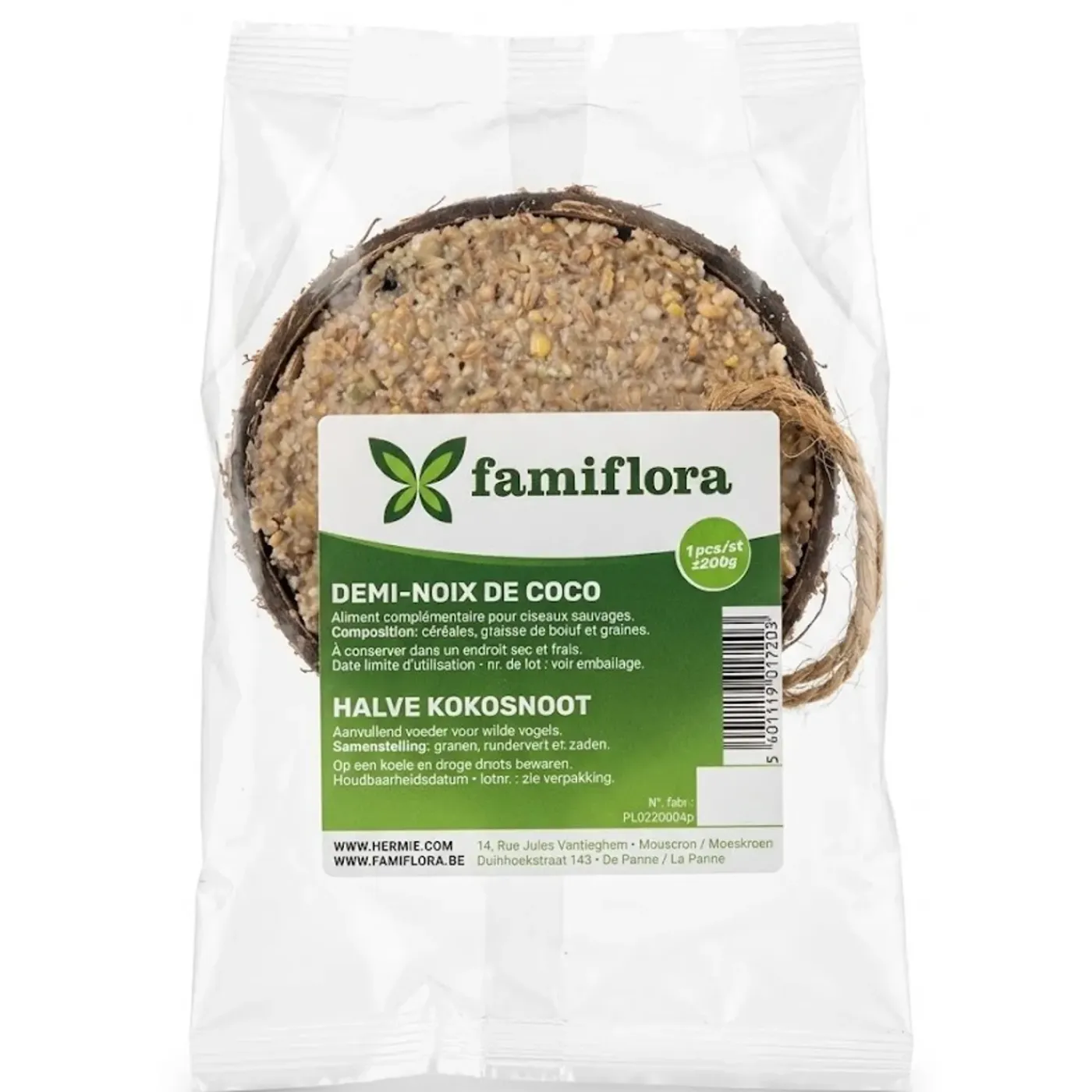 Famiflora Halve Kokosnoot Gevuld - 8 Stuks (1.6kg) - Buitenvogels - Zaden & Insecten