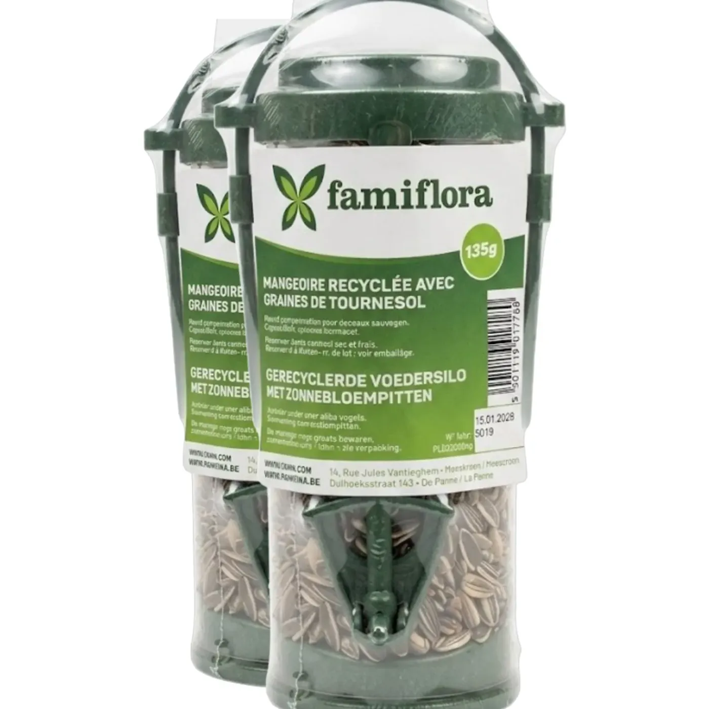 Famiflora Voedersilo Zonnebloempitten - 2 Stuks (270 Gram) - Gerecycleerd - Buitenvogels