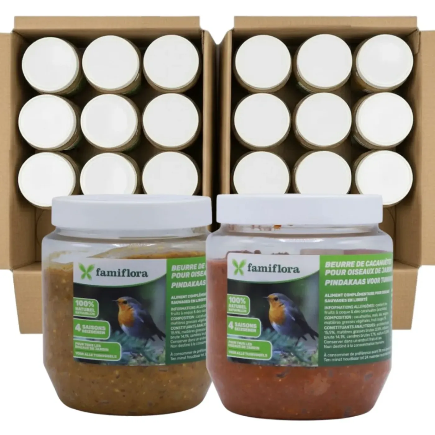 Famiflora Vogelpindakaas Fruit 12x350gr Bosvruchten + 12x350gr Appel