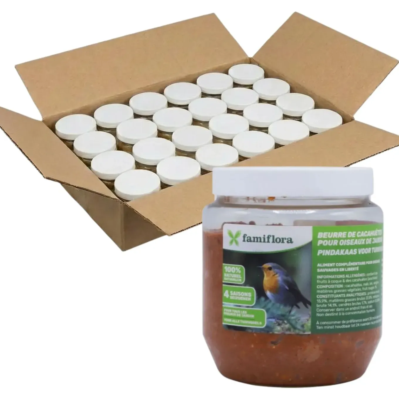 Famiflora Vogelpindakaas Voor Tuinvogels Bosvruchten 24x 350gr - Pindakaas Voor Vogels