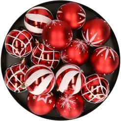 Feeric Christmas Kerstballen -25x - 6cm - Rood