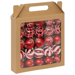 Feeric Christmas Kerstballen -25x - 6cm - Rood
