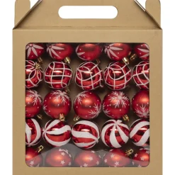 Feeric Christmas Kerstballen -25x - 6cm - Rood