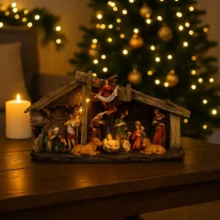 Feeric Christmas Kerststal - Compleet - Verlicht - 17 X 8 X 31 Cm