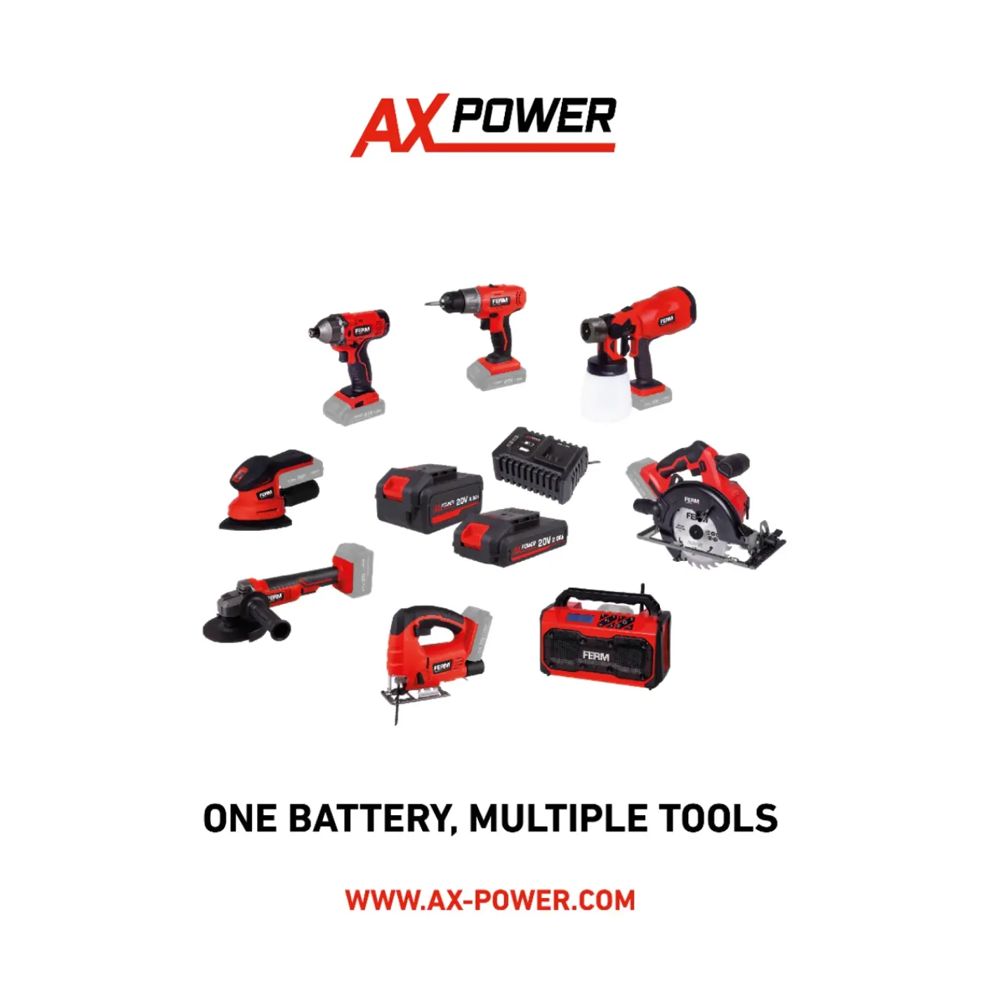Ferm - Ax-power - Accu Boorhamer - 20v - Excl. Accu En Lader
