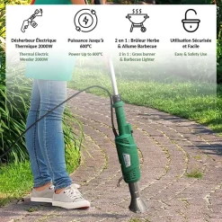 FISHTEC Elektrische Onkruidbrander 2000 W 2 In 1: Onkruidbrander + Barbecue Aansteke
