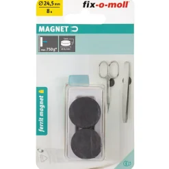 Fix-O-Moll Kantoormagneet - Schijf - Ferriet - 24,5x5mm - 8 stuks