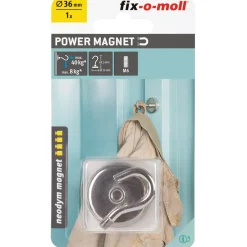 Fix-O-Moll Magneet met Haak - Zelfklevend - Neodymium - Diameter 36mm