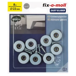 Fix-O-Moll Meubelglijder Easy Glider - Schroefbaar - Kunststof - diam. 22mm - Rond - 8 stuks