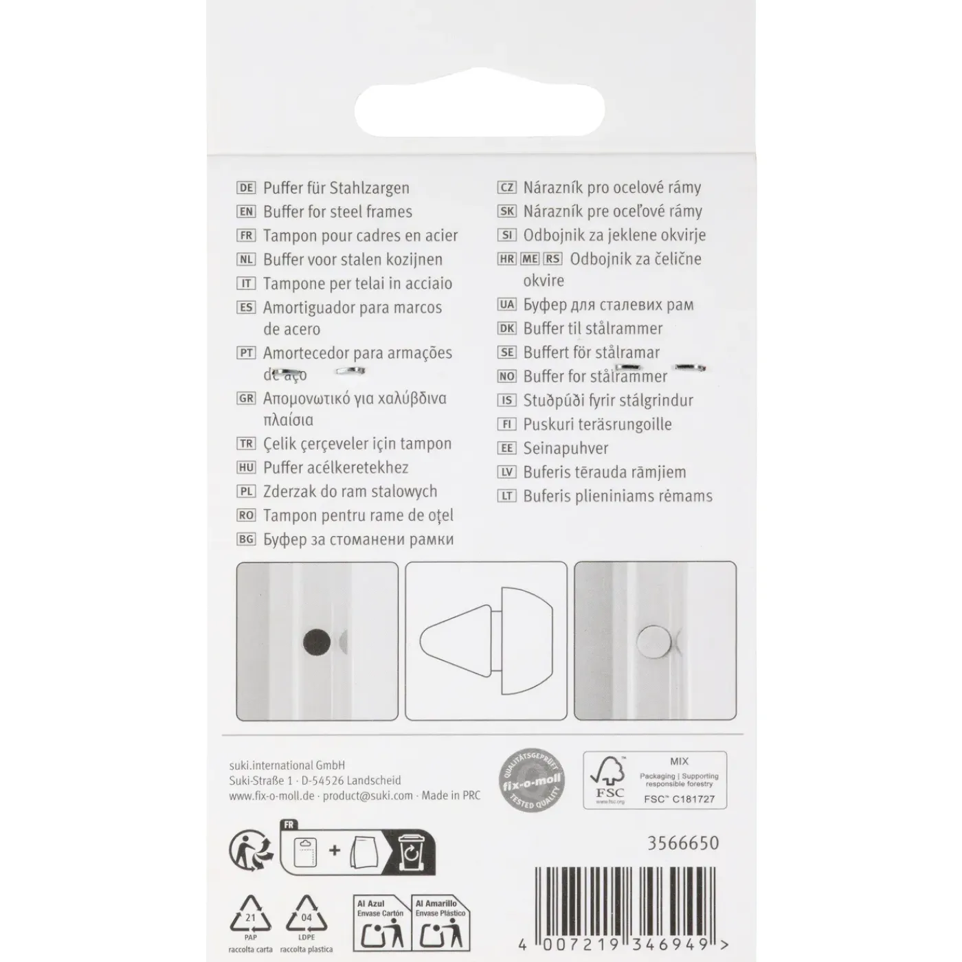 Fix-O-Moll stootdop - om in te drukken - wit - elastomeer - diameter 6mm - 6 stuks