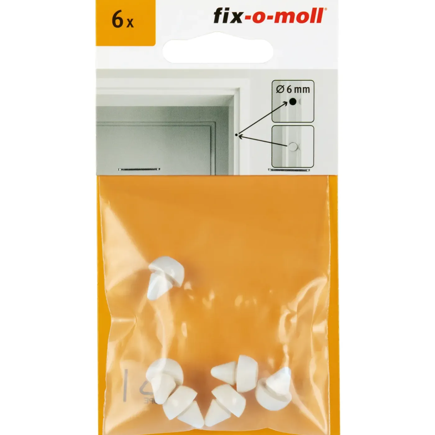 Fix-O-Moll stootdop - om in te drukken - wit - elastomeer - diameter 6mm - 6 stuks