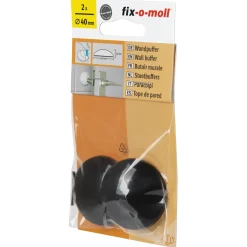 Fix-O-Moll stootdop - zelfklevend - zwart - rubber - diameter 40mm - 2 stuks