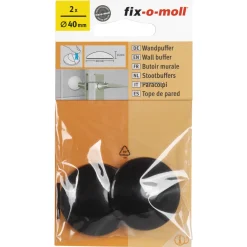 Fix-O-Moll stootdop - zelfklevend - zwart - rubber - diameter 40mm - 2 stuks