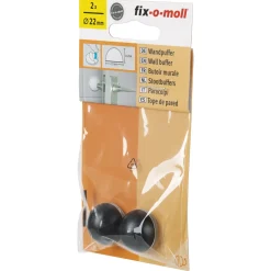 Fix-O-Moll stootdop - zelfklevend - zwart - rubber - diameter 22mm - 2 stuks