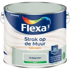 Flexa Strak Op De Muur Muurverf - Mat - Grijsgroen - 2,5L