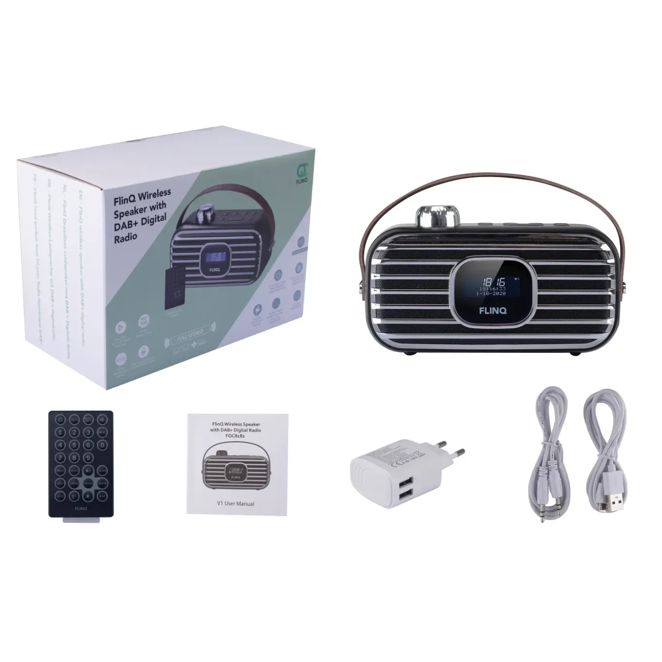 FlinQ DAB Radio - AB+/ FM Radio - Bluetooth - Draadloos - Zwart