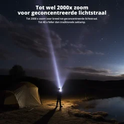 FlinQ Militaire Zaklamp - Zaklamp Led - 1000 Meter - Aluminium - 2-pack - Zwart